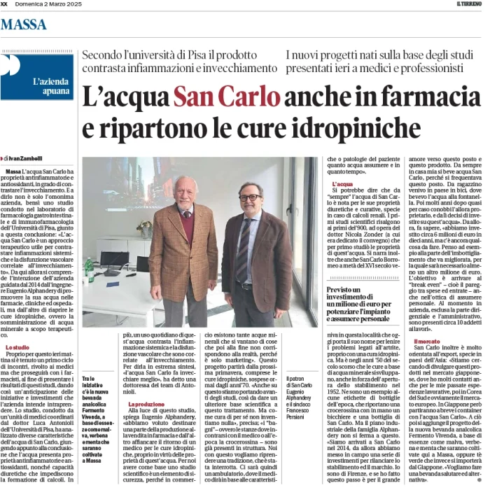 L’acqua San Carlo anche in farmacia